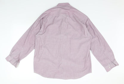Mens UK Size 15.5 BHS Purple  Button-Up Long Sleeve Casual Shirt