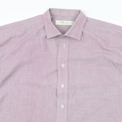Mens UK Size 15.5 BHS Purple  Button-Up Long Sleeve Casual Shirt