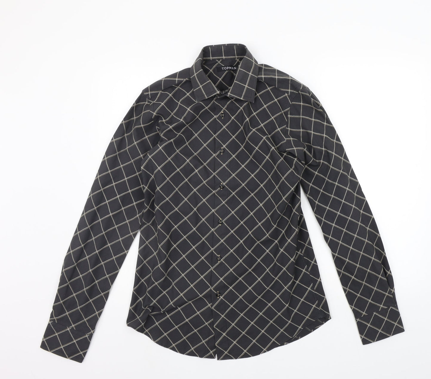 Topman Mens Black Geometric   Button-Up Size M