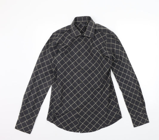 Topman Mens Black Geometric   Button-Up Size M