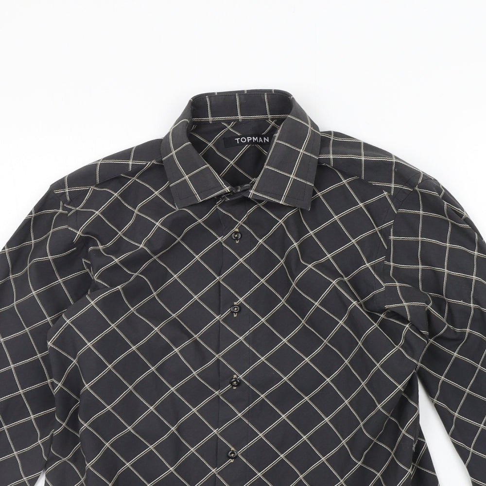 Topman Mens Black Geometric   Button-Up Size M