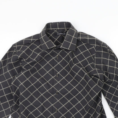 Topman Mens Black Geometric   Button-Up Size M