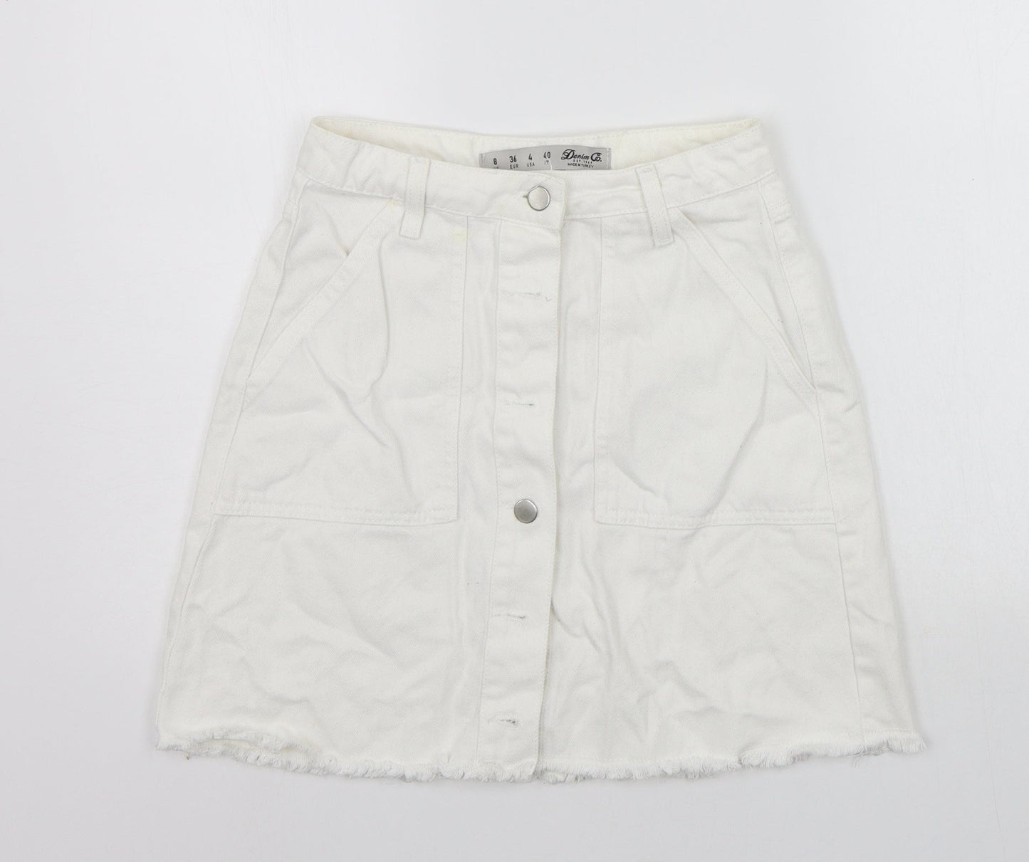 deniem co Womens Silver Houndstooth  A-Line Skirt Size 8