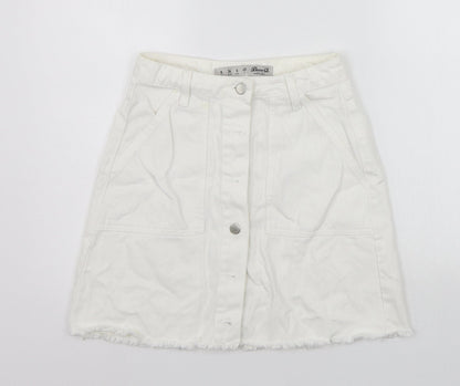 deniem co Womens Silver Houndstooth  A-Line Skirt Size 8