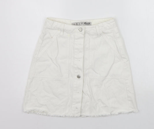 deniem co Womens Silver Houndstooth  A-Line Skirt Size 8