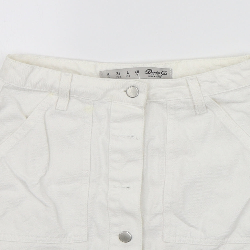 deniem co Womens Silver Houndstooth  A-Line Skirt Size 8