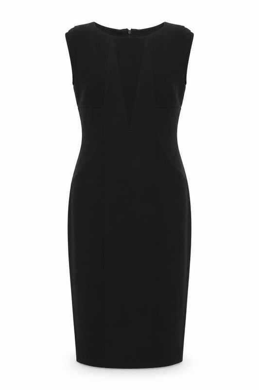 Front view of Linea women’s black a-line, size UK 10