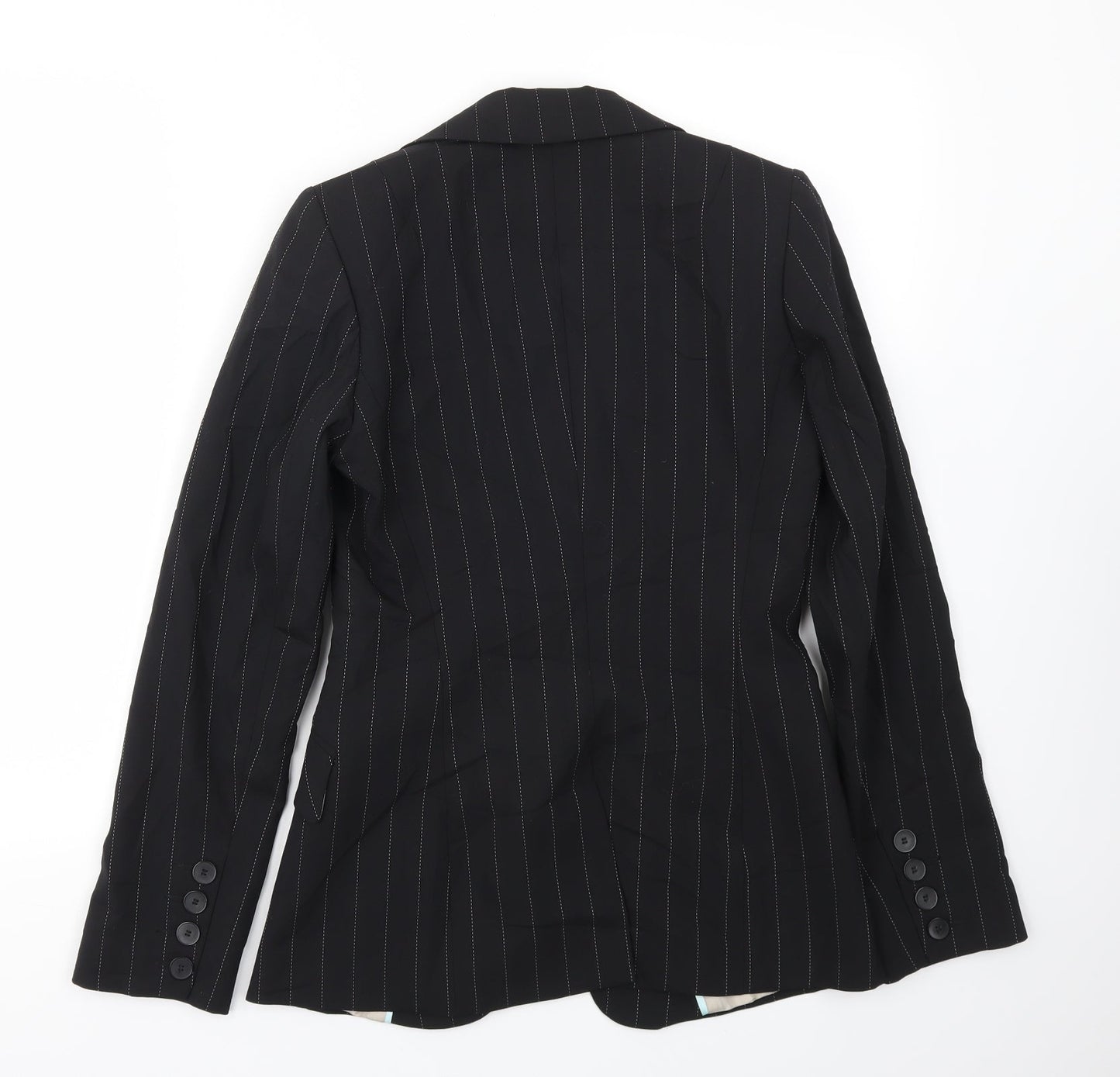 Warehouse Womens Black Striped  Jacket Blazer Size 10