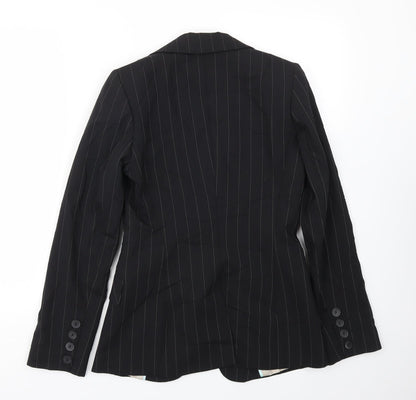 Warehouse Womens Black Striped  Jacket Blazer Size 10