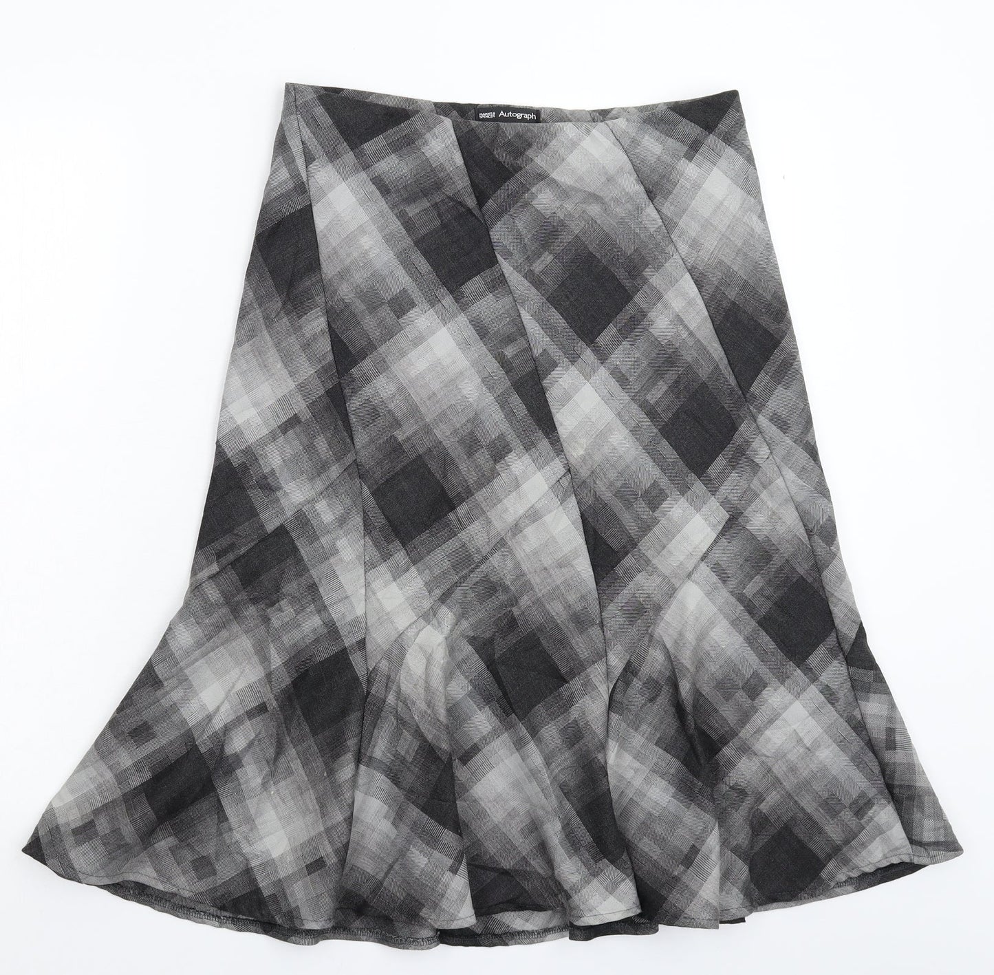 Marks and Spencer Womens Grey Geometric  Flare Skirt Size 10