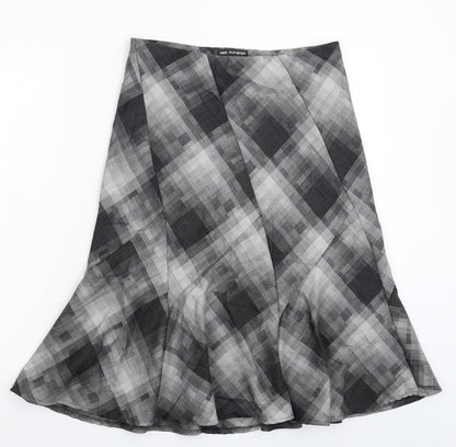 Marks and Spencer Womens Grey Geometric  Flare Skirt Size 10