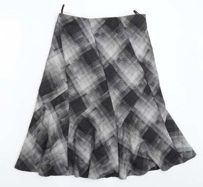 Marks and Spencer Womens Grey Geometric  Flare Skirt Size 10