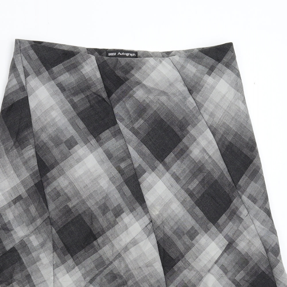 Marks and Spencer Womens Grey Geometric  Flare Skirt Size 10