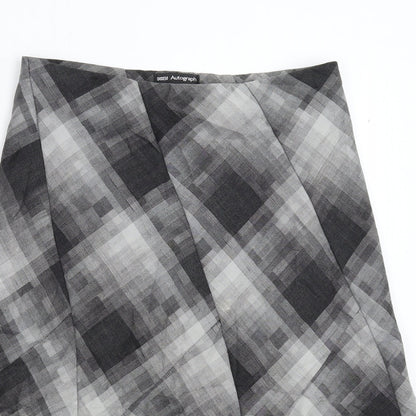 Marks and Spencer Womens Grey Geometric  Flare Skirt Size 10