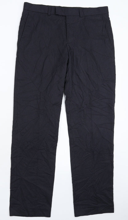 Burton Mens Blue Striped  Dress Pants Trousers Size 32 L30 in