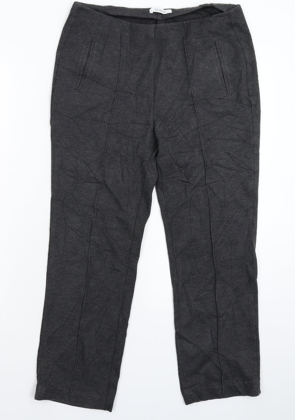 Womens UK Size 12 Marks and Spencer Slim Fit Carrot Grey Trousers