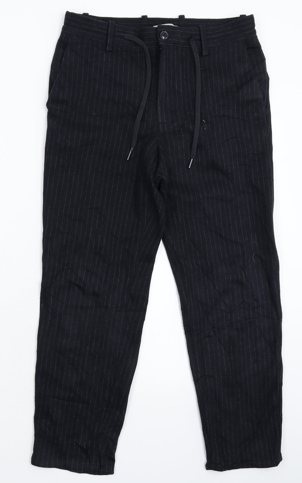 Mango Womens Blue Striped  Trousers  Size 28 in L25 in