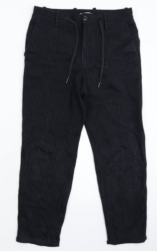 Mango Womens Blue Striped  Trousers  Size 28 in L25 in