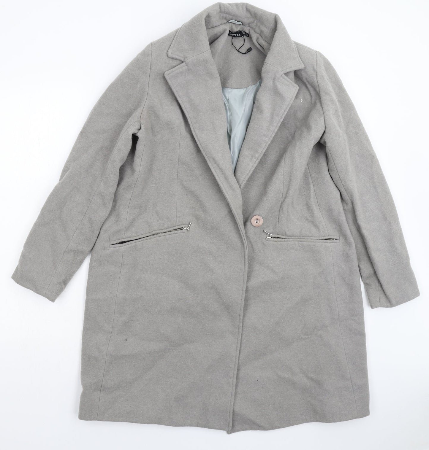 Womens UK Size 14 Boohoo Grey Overcoat