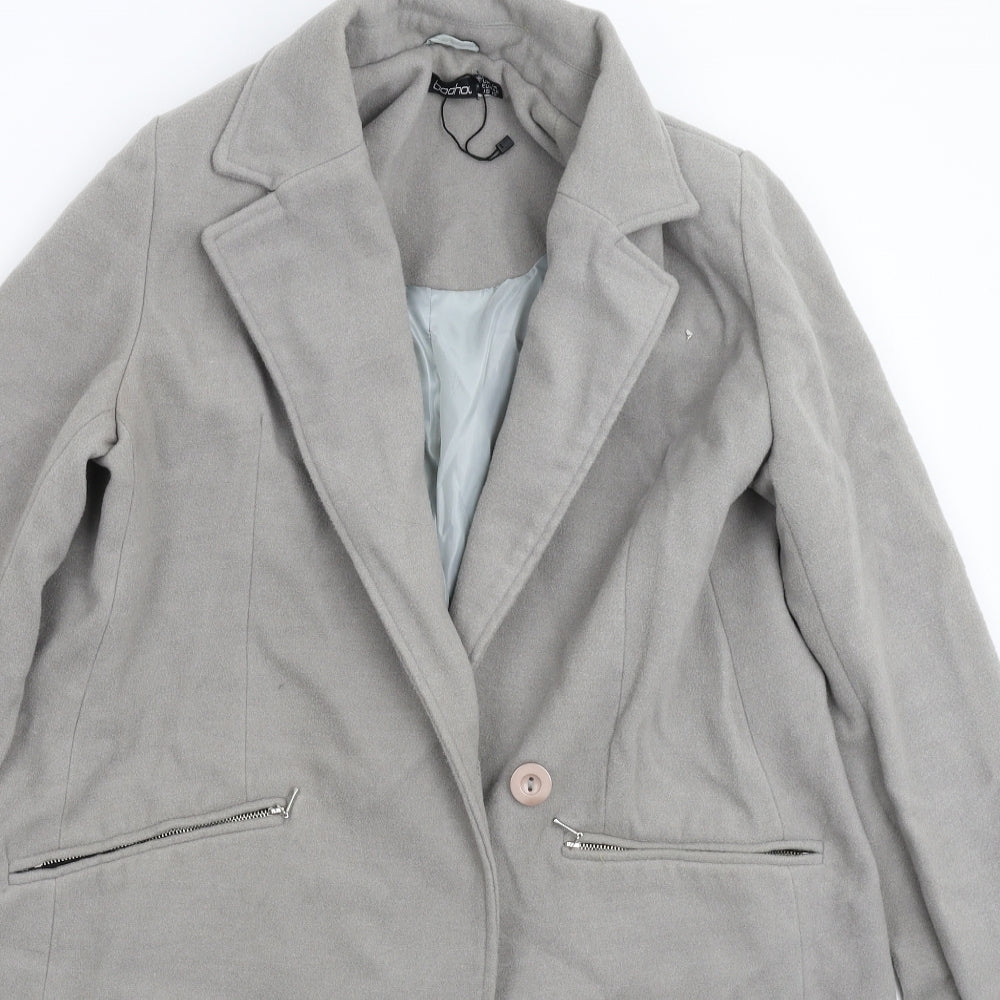 Womens UK Size 14 Boohoo Grey Overcoat