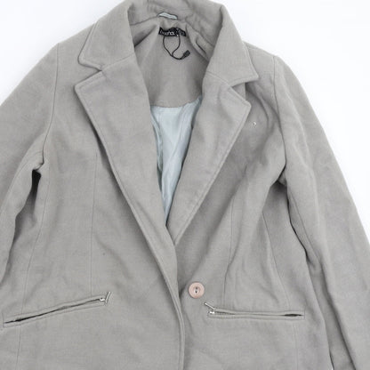 Womens UK Size 14 Boohoo Grey Overcoat