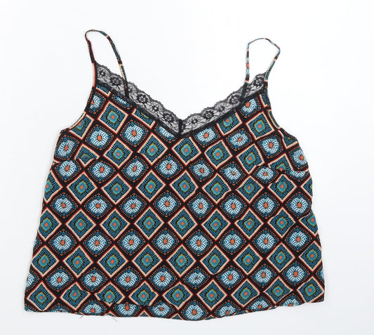 Papaya Womens Multicoloured Geometric  Basic Tank Size 12