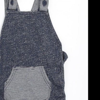 Close-up detail of George boys’ blue dungaree one-piece, size 0-3, months