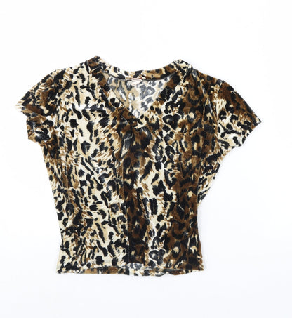 PREWO Womens Brown Animal Print Velour Cropped Tank Size M