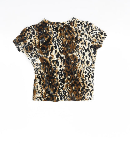 PREWO Womens Brown Animal Print Velour Cropped Tank Size M