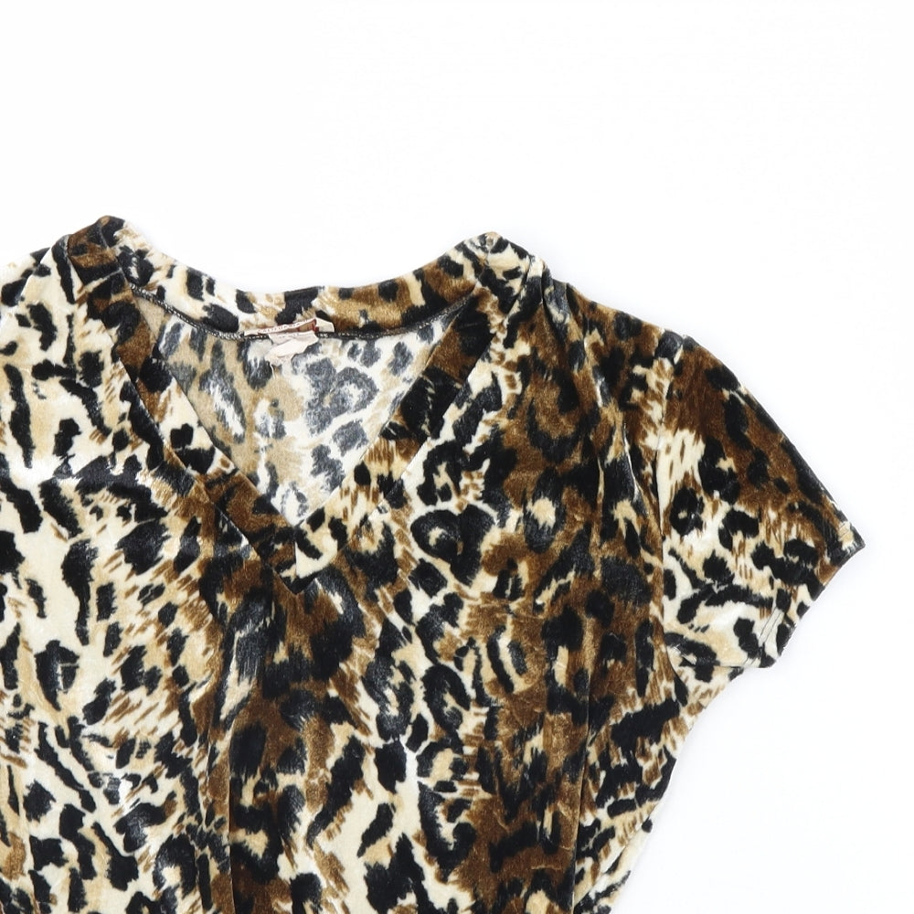PREWO Womens Brown Animal Print Velour Cropped Tank Size M