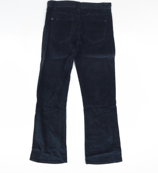 Denim & Co. Womens Blue  Velour Trousers  Size 10 L30 in