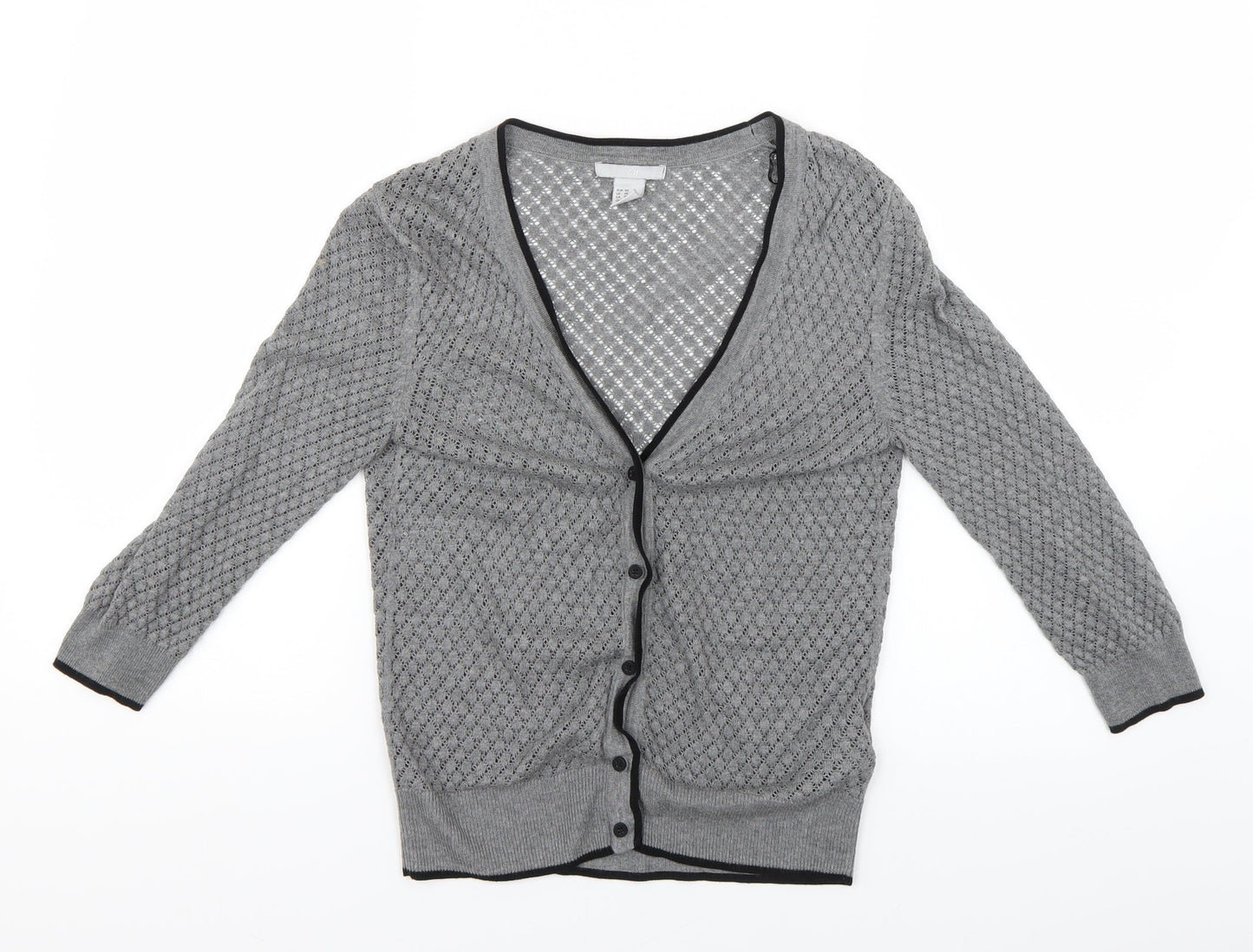 Womens UK Size 4 H&M Grey Cardigan Jumper