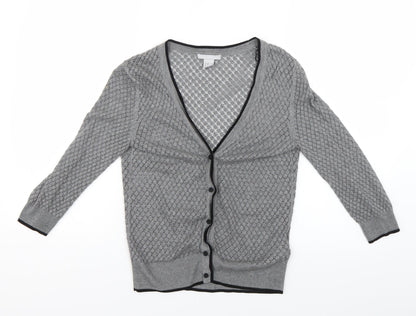 Womens UK Size 4 H&M Grey Cardigan Jumper