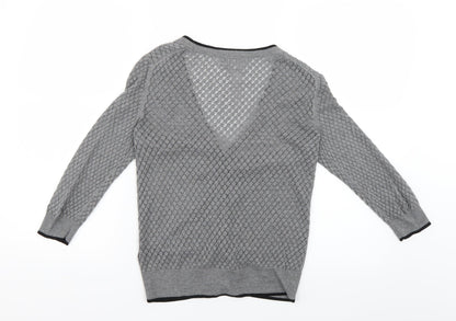 Womens UK Size 4 H&M Grey Cardigan Jumper