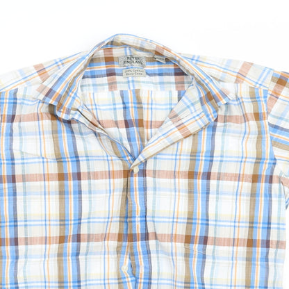 Mens UK Size M Peter England Blue  Button-Up Short Sleeve Casual Shirt