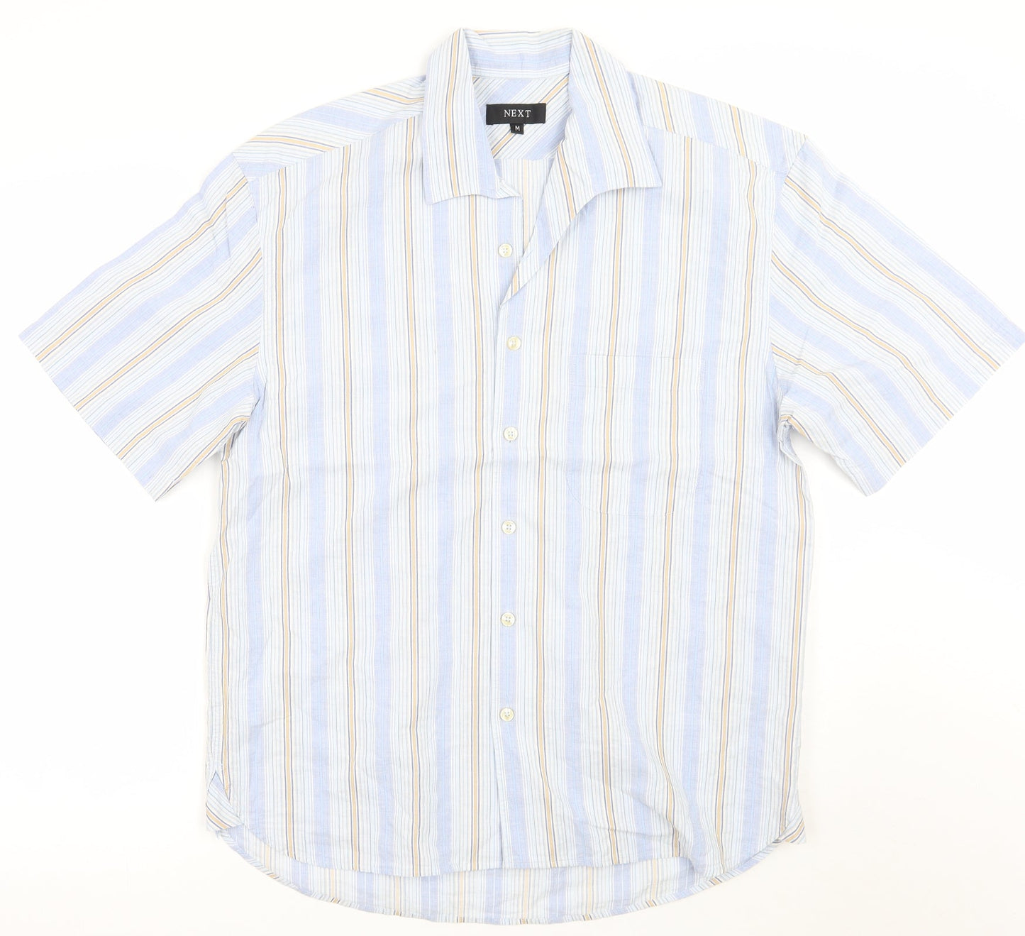 Mens UK Size M NEXT White  Button-Up Short Sleeve Casual Shirt