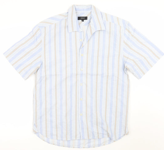 Mens UK Size M NEXT White  Button-Up Short Sleeve Casual Shirt
