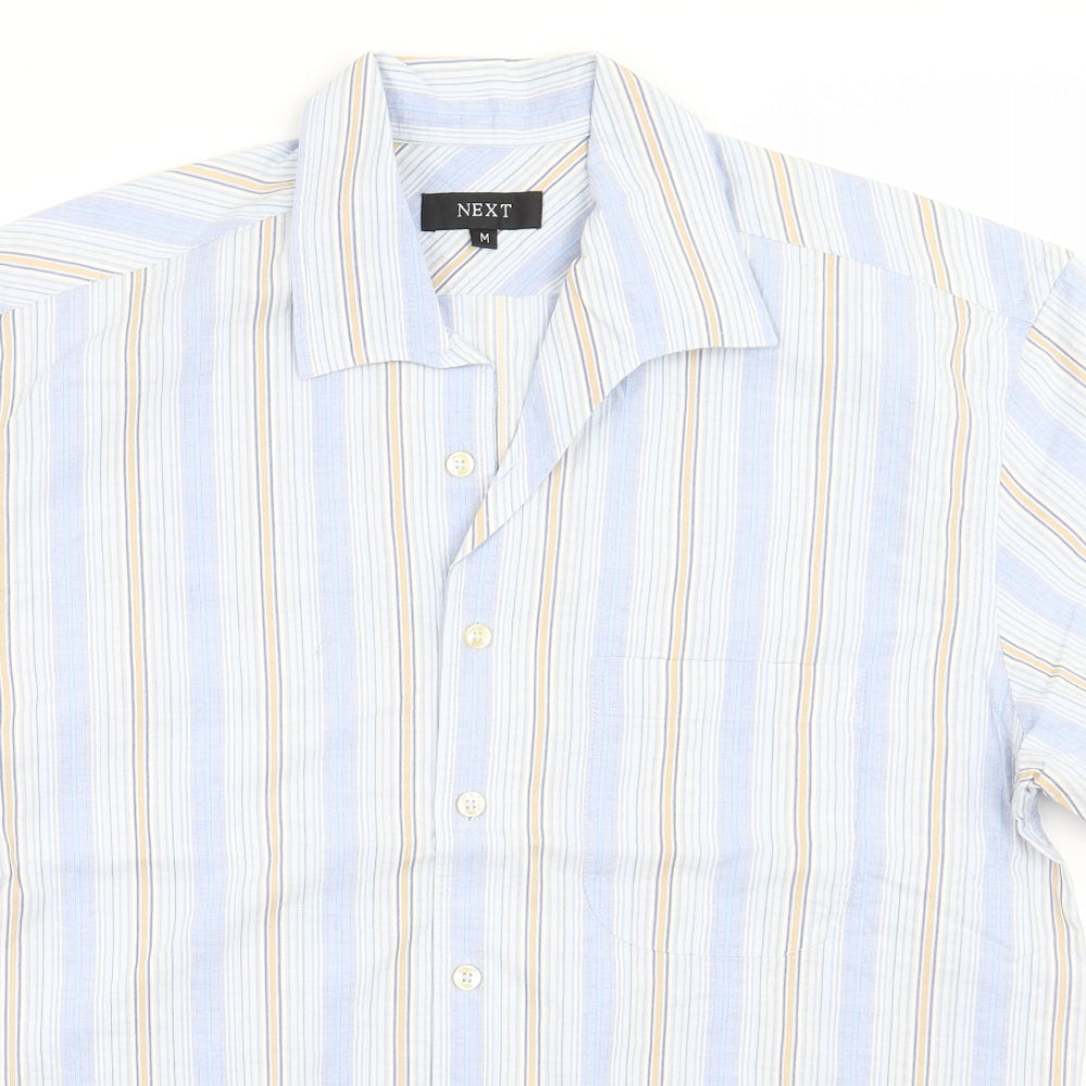 Mens UK Size M NEXT White  Button-Up Short Sleeve Casual Shirt