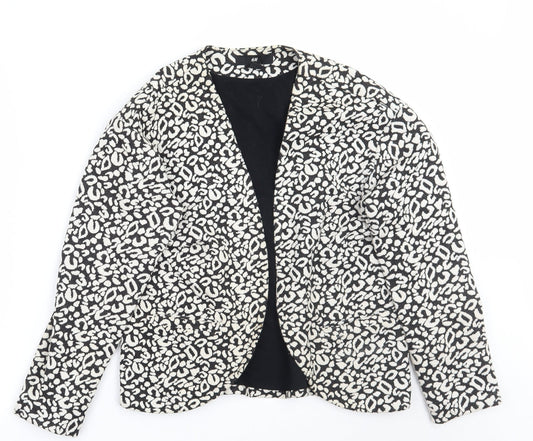 H&M Womens Beige Animal Print  Jacket Blazer Size S