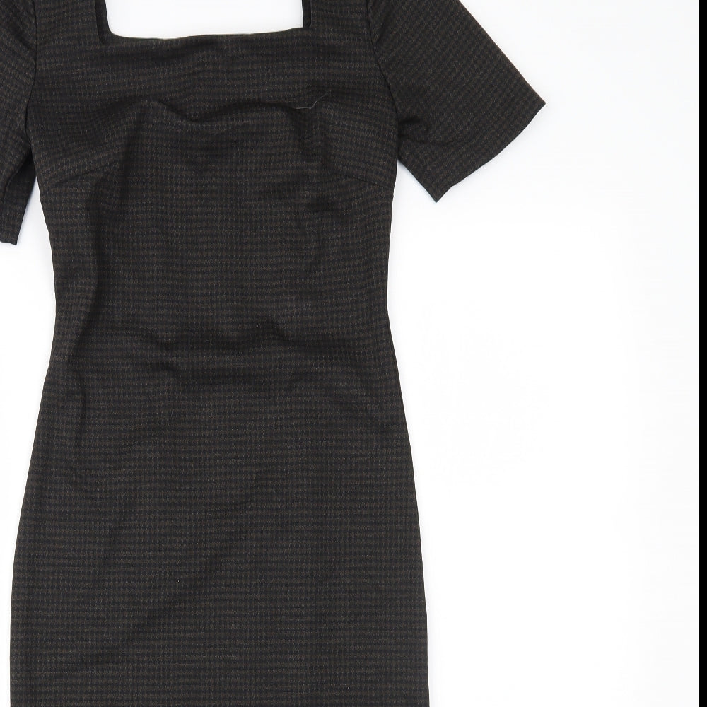 nexr Womens Brown Houndstooth  Pencil Dress  Size 6