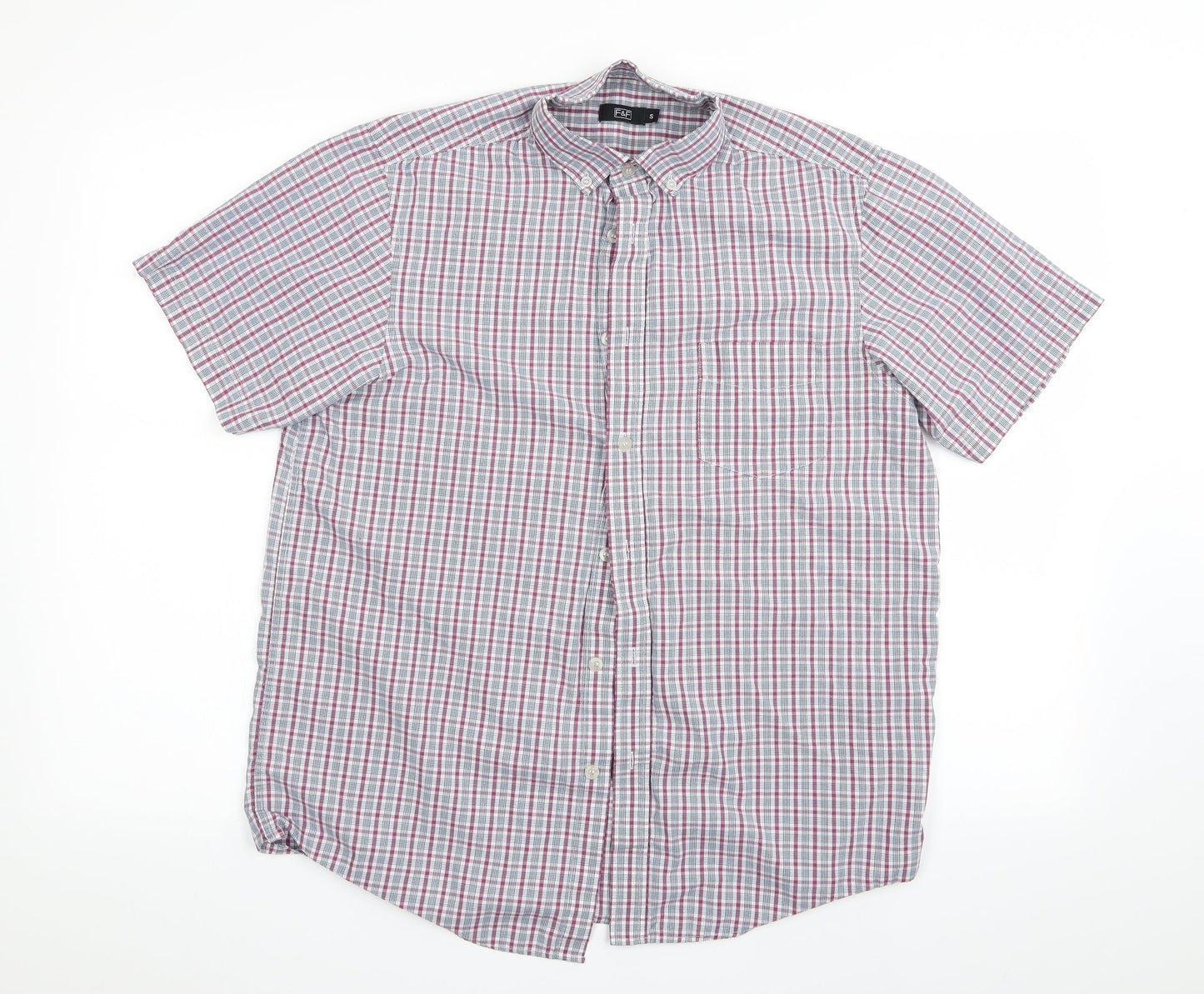 Mens UK Size S Florence and Fred Red  Button-Up Short Sleeve Casual Shirt