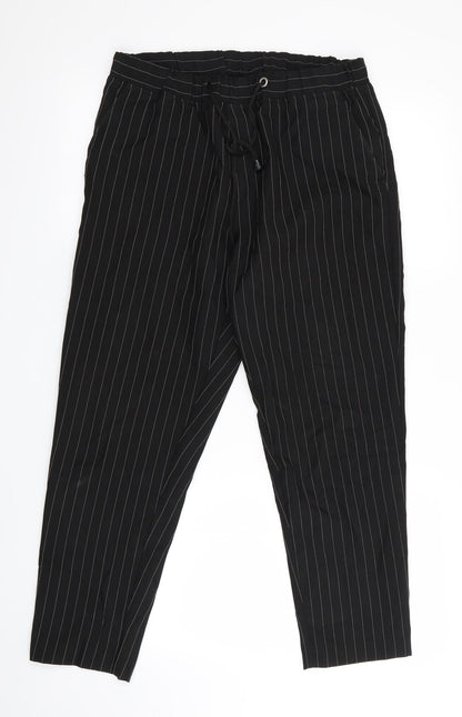 Womens UK Size M Boohoo Regular Fit Cropped Black Trousers