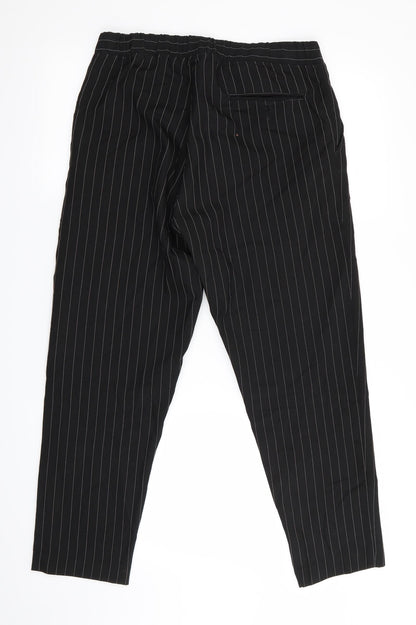Womens UK Size M Boohoo Regular Fit Cropped Black Trousers