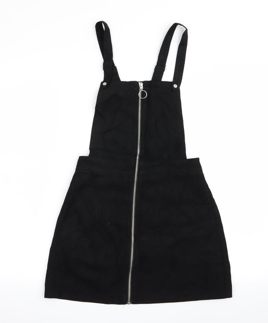 Divided Womens Black   Pinafore/Dungaree Dress  Size 6  - Suede Effect
