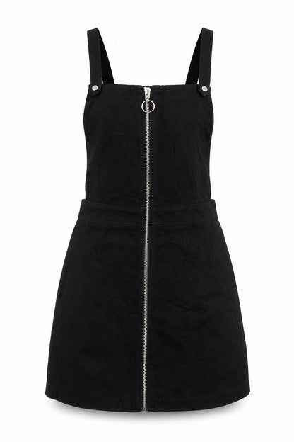 Divided Womens Black   Pinafore/Dungaree Dress  Size 6  - Suede Effect