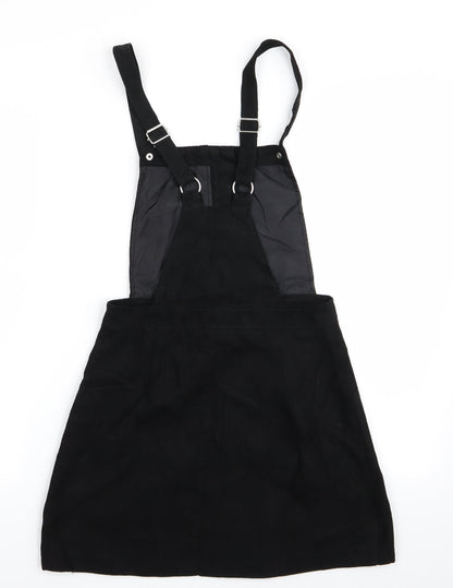 Divided Womens Black   Pinafore/Dungaree Dress  Size 6  - Suede Effect