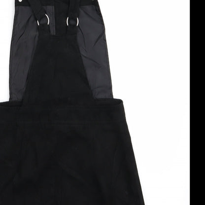 Divided Womens Black   Pinafore/Dungaree Dress  Size 6  - Suede Effect