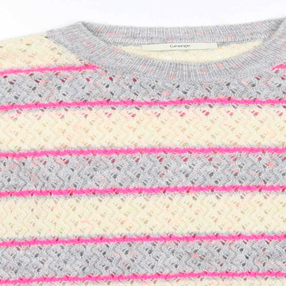 George Womens Multicoloured Striped  Pullover Jumper Size 12  - Hi Vis Effect