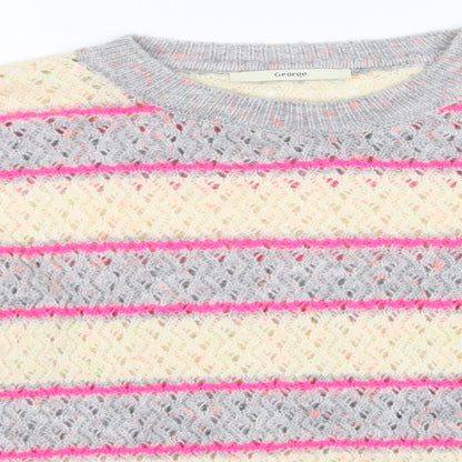 George Womens Multicoloured Striped  Pullover Jumper Size 12  - Hi Vis Effect