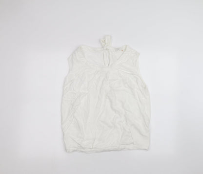 Womens UK Size L Preworn White Basic Blouse